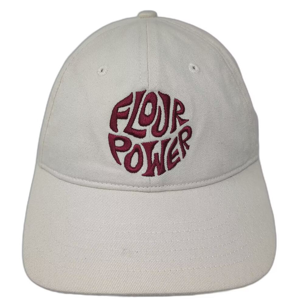 MOD Baseball Cap Beige Red OS Slideback Hat Embroidered Flour Power Graphic